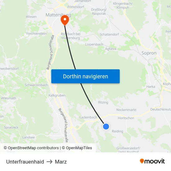Unterfrauenhaid to Marz map