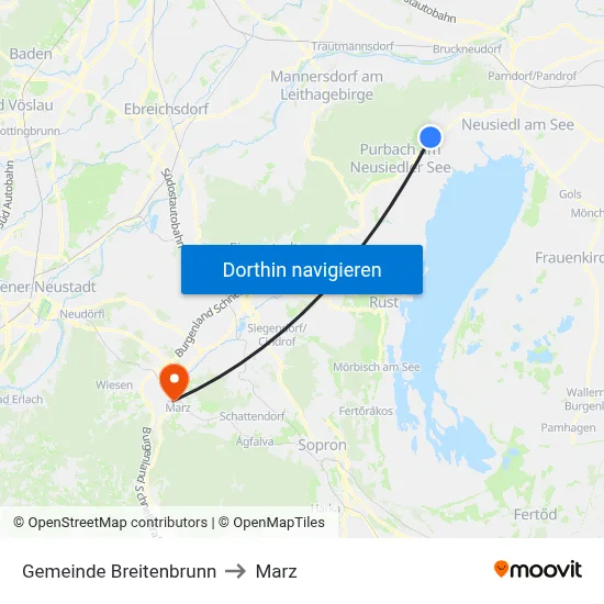 Gemeinde Breitenbrunn to Marz map