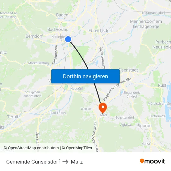 Gemeinde Günselsdorf to Marz map