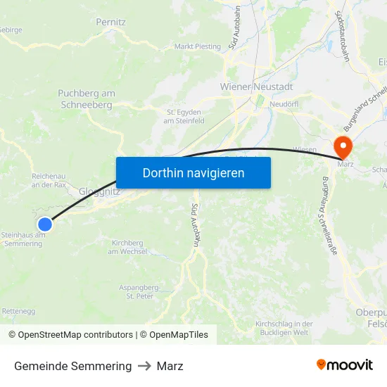Gemeinde Semmering to Marz map
