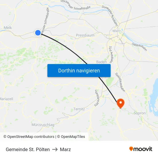 Gemeinde St. Pölten to Marz map