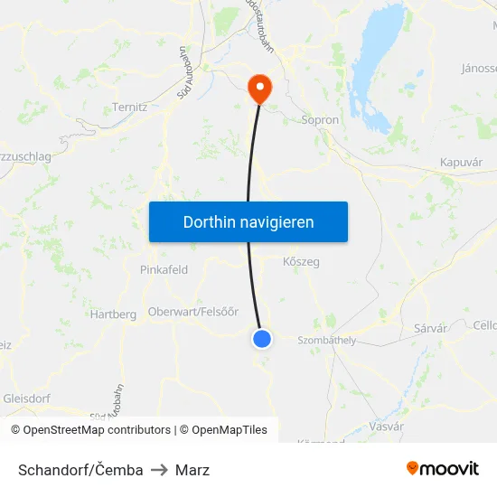 Schandorf/Čemba to Marz map
