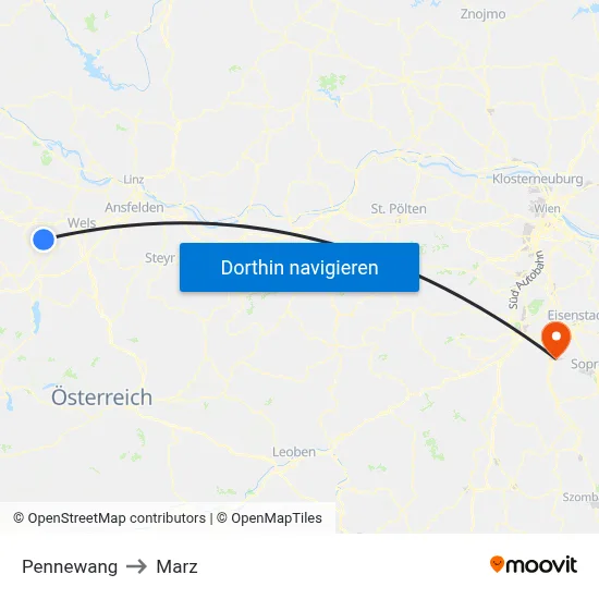 Pennewang to Marz map