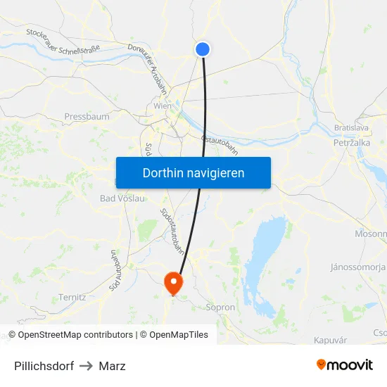 Pillichsdorf to Marz map