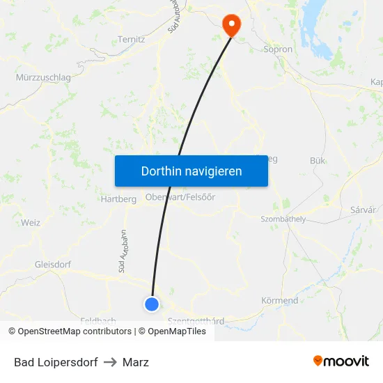Bad Loipersdorf to Marz map
