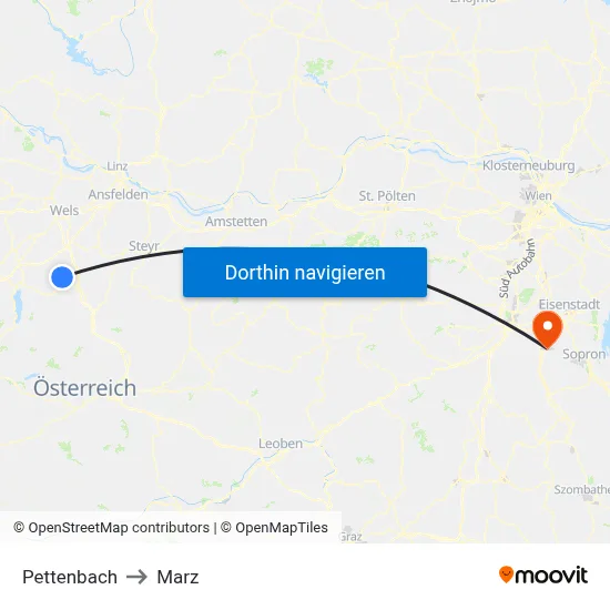 Pettenbach to Marz map