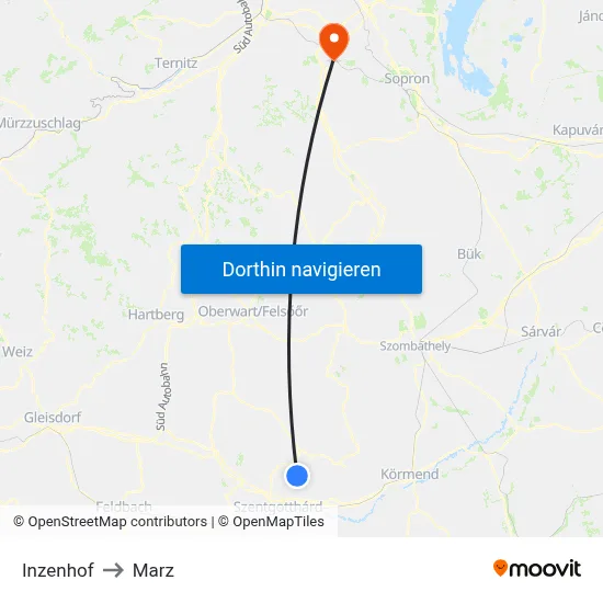 Inzenhof to Marz map