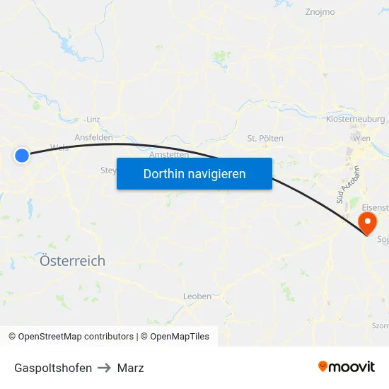 Gaspoltshofen to Marz map