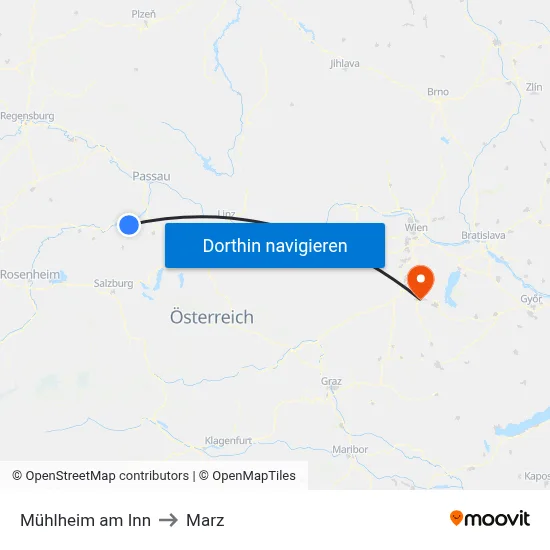 Mühlheim am Inn to Marz map