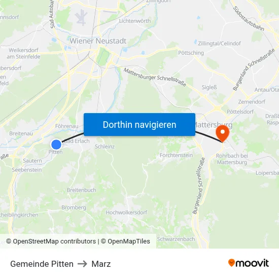 Gemeinde Pitten to Marz map