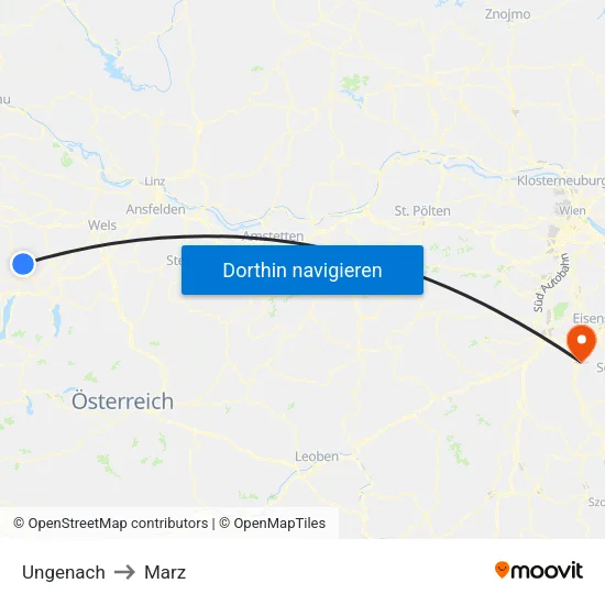 Ungenach to Marz map