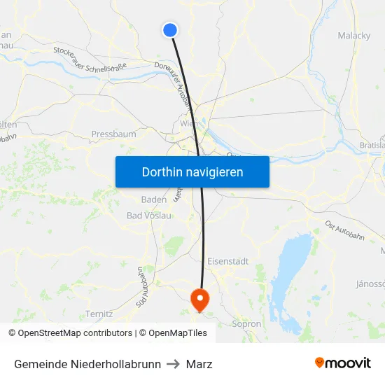 Gemeinde Niederhollabrunn to Marz map