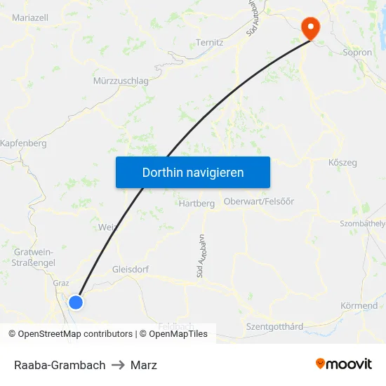 Raaba-Grambach to Marz map