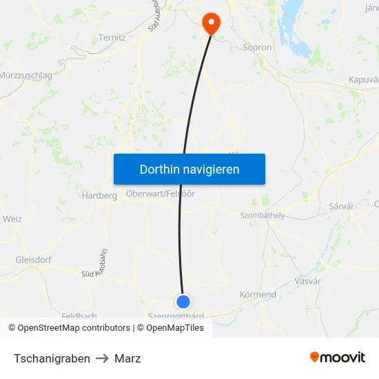 Tschanigraben to Marz map