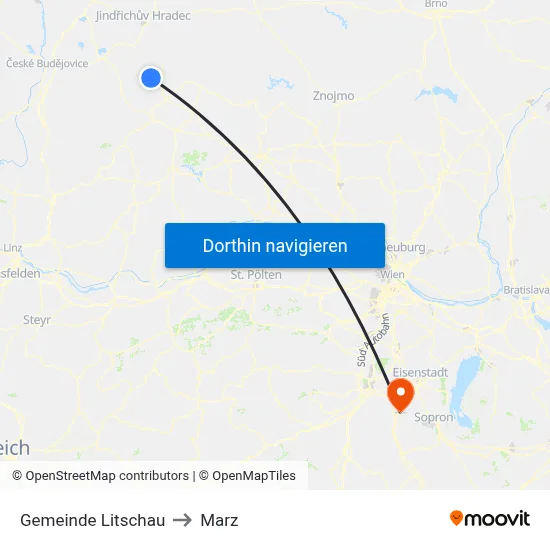 Gemeinde Litschau to Marz map