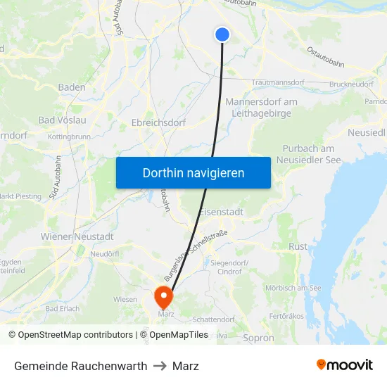 Gemeinde Rauchenwarth to Marz map