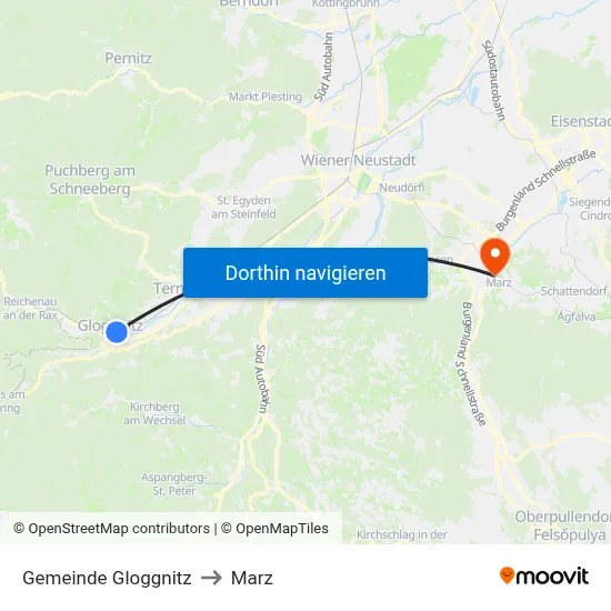 Gemeinde Gloggnitz to Marz map