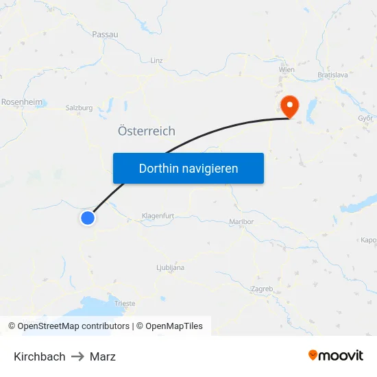 Kirchbach to Marz map