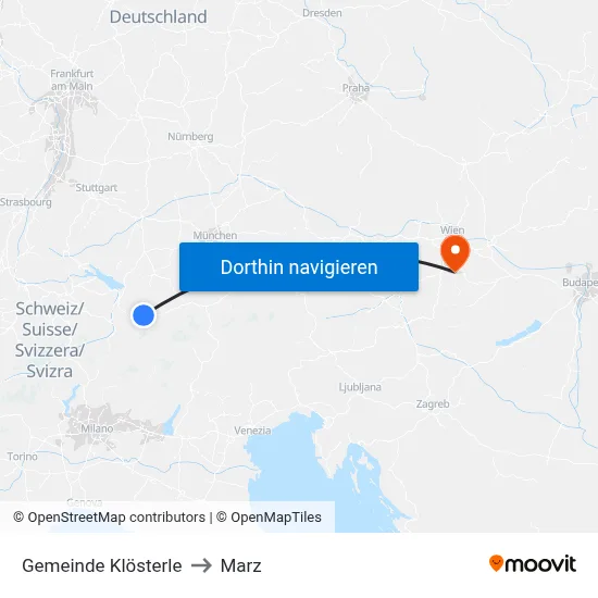 Gemeinde Klösterle to Marz map