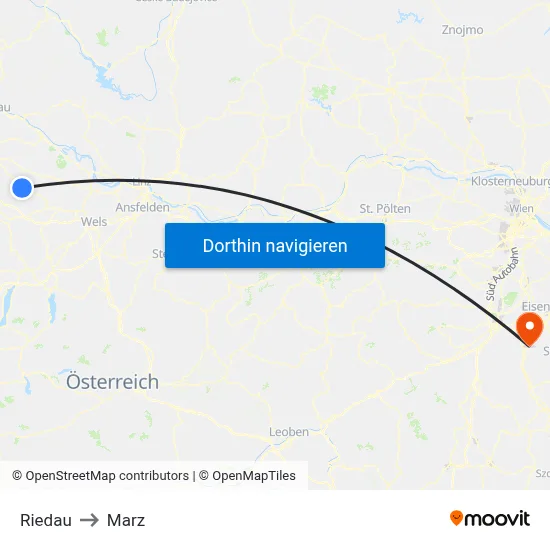 Riedau to Marz map