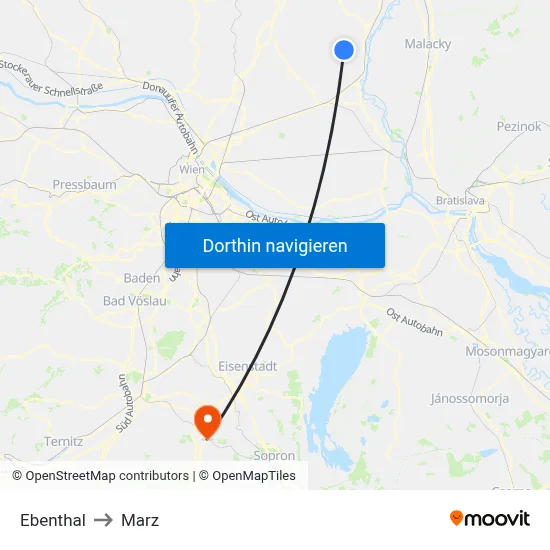 Ebenthal to Marz map