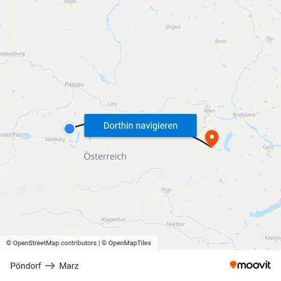 Pöndorf to Marz map