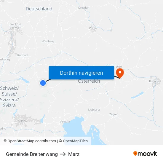 Gemeinde Breitenwang to Marz map