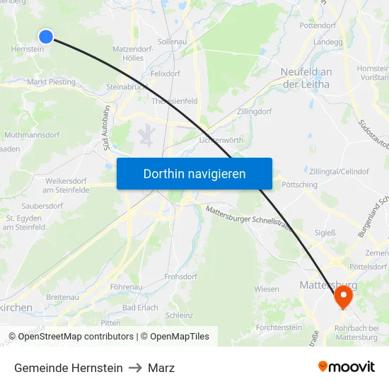 Gemeinde Hernstein to Marz map