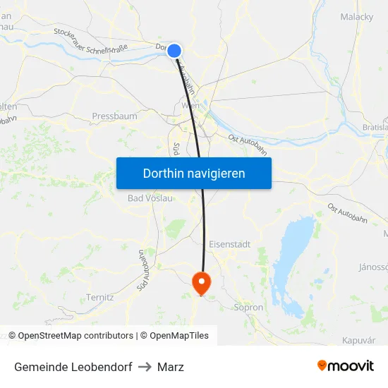 Gemeinde Leobendorf to Marz map