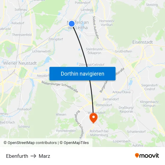 Ebenfurth to Marz map