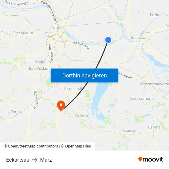 Eckartsau to Marz map