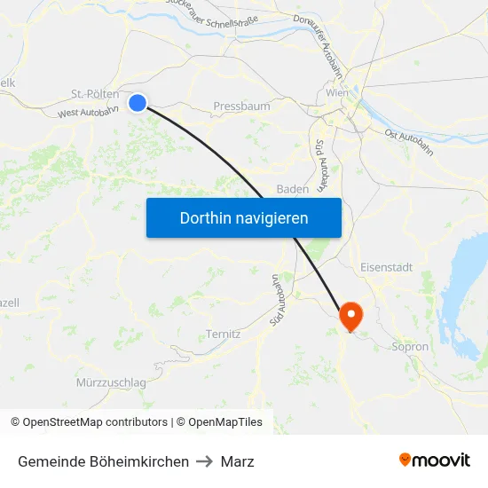Gemeinde Böheimkirchen to Marz map