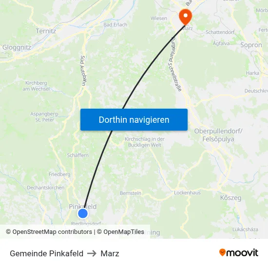 Gemeinde Pinkafeld to Marz map