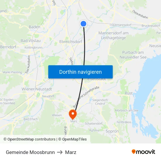 Gemeinde Moosbrunn to Marz map