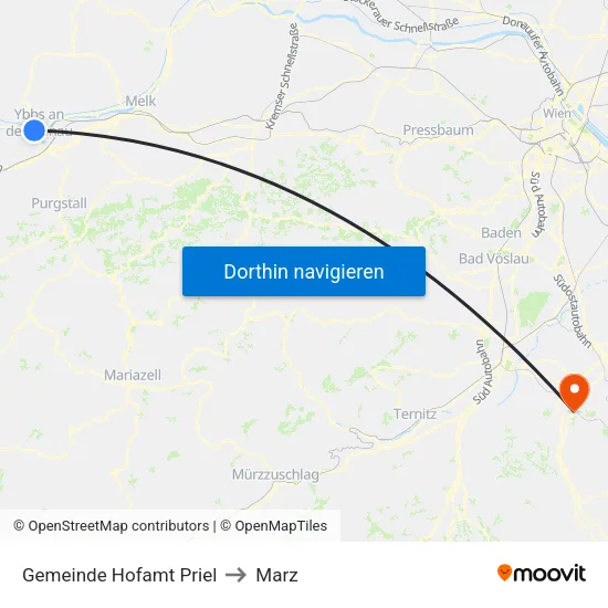 Gemeinde Hofamt Priel to Marz map
