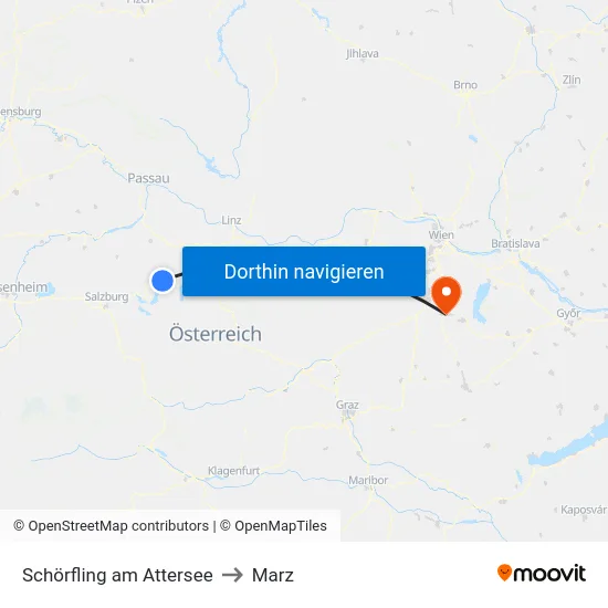 Schörfling am Attersee to Marz map