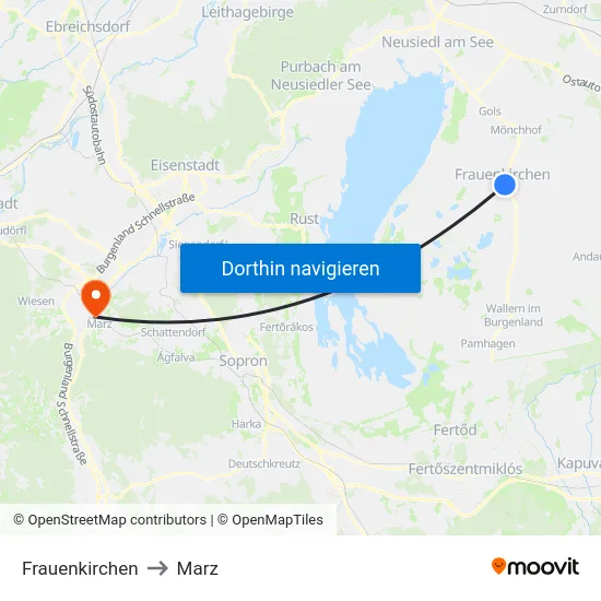Frauenkirchen to Marz map