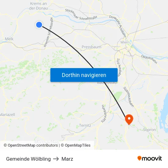 Gemeinde Wölbling to Marz map