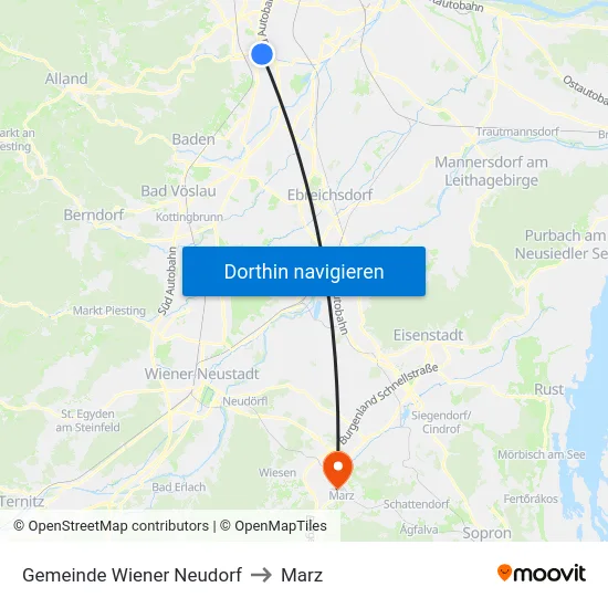 Gemeinde Wiener Neudorf to Marz map