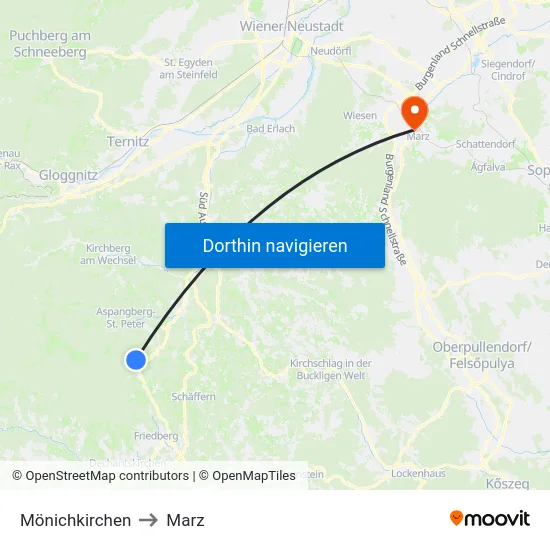 Mönichkirchen to Marz map