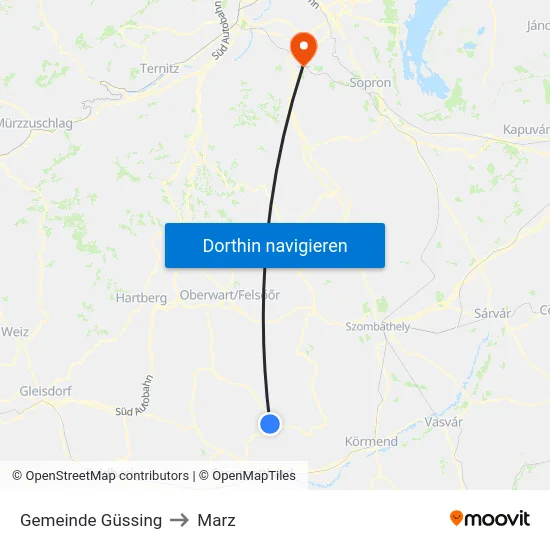 Gemeinde Güssing to Marz map