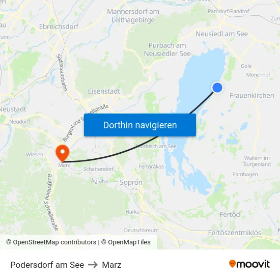 Podersdorf am See to Marz map