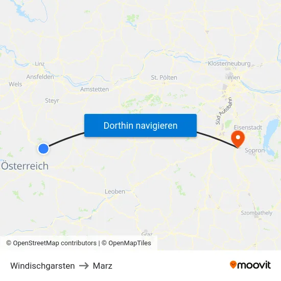 Windischgarsten to Marz map