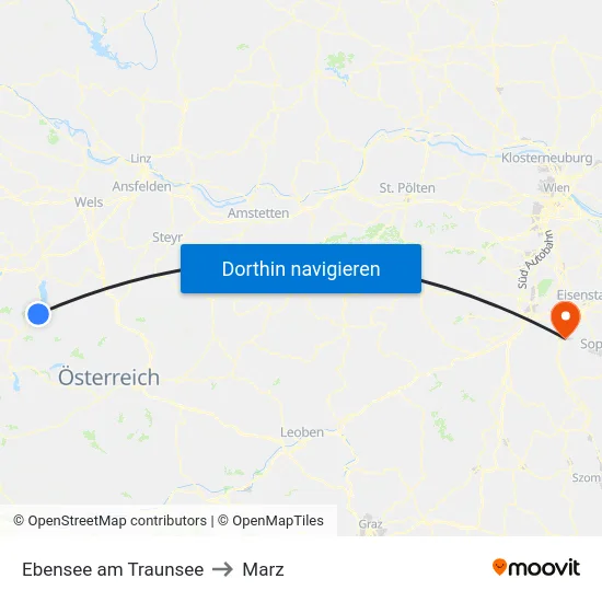 Ebensee am Traunsee to Marz map