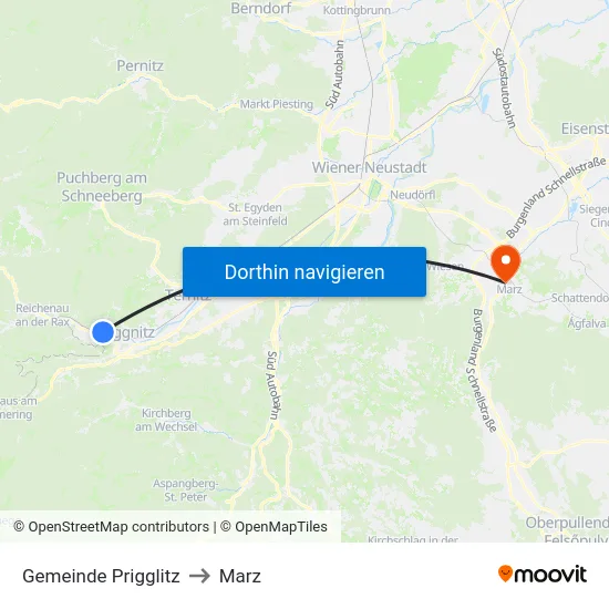 Gemeinde Prigglitz to Marz map