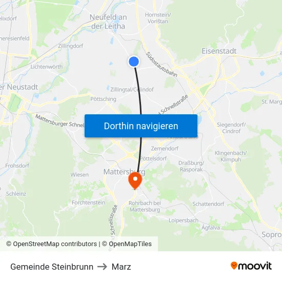 Gemeinde Steinbrunn to Marz map