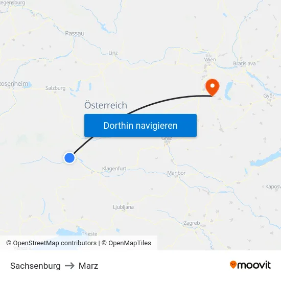 Sachsenburg to Marz map