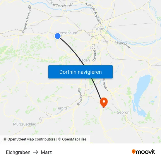 Eichgraben to Marz map