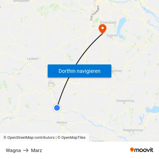 Wagna to Marz map