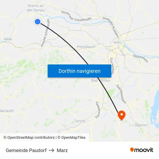 Gemeinde Paudorf to Marz map